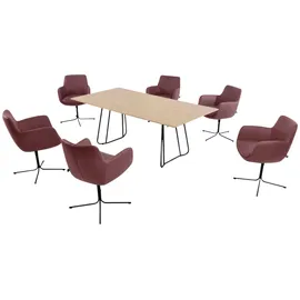 K+W Komfort & Wohnen Pego Drehstuhl Schwarz/Rot
