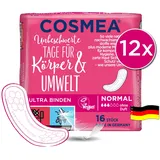 Cosmea Ultra Binden Vorteilspack, Hygiene-Einlagen aus nachwachsenden Rohstoffen. Damen-Hygiene im Einklang mit der Natur (Normal (12x16 Stück))