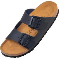 Palado Pantoletten Herren Korfu – gefertigt in Spanien – Veloursleder-Decksohle – ergonomisches Weichfußbett – mit verschiedenen Prägungen – EVA-Sohle Marineblau UK8 - EU41 - 41 EU