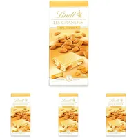 Lindt Schokolade Les Grandes Mandel | 150 g Tafel | Ganze Mandeln und karamellisierte Mandel-Stückchen in feiner weißer Schokolade | Schokoladentafel | Schokoladengeschenk (Packung mit 4)