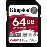 Kingston Canvas React Plus R300/W260 SDXC 64GB, UHS-II U3, Class 10 (SDR2/64GB)