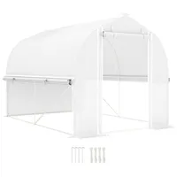 Outsunny Gewächshaus 3 x 2 x 2 m Foliengewächshaus mit 4 Fenster Tür, Aufrollbar Seitenwänden, UV-beständiger Folientunnel Tomatenhaus mit verzinkten Stahlrahmen, Weiß