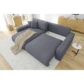 s-style möbel Leon Ecksofa mit Bettfunktion und Bettkasten Grau