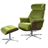 KAWOLA Sessel TOSAR Relaxsessel drehbar Velvet grün mit Hocker