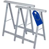 MODO24 Holzbock Klappbock Arbeitsbock Tapezierbock Sägebock Montagebock Unterstellbock SDKM, 2er-SET, 73x73x44 cm, Farbe: Grau