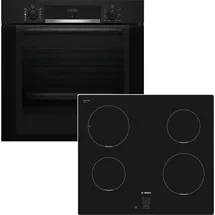 Bosch Herdset Bosch Backofen Dampfgarer mit Induktionskochfeld rahmenlos autark 60 cm - Schwarz