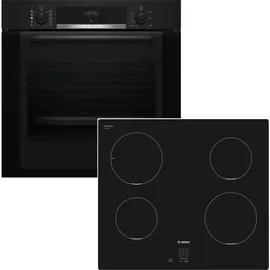 Bosch Herdset Bosch Backofen Dampfgarer mit Induktionskochfeld rahmenlos autark 60 cm - Schwarz