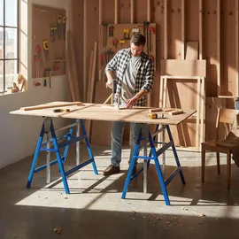 Tectake Gerüstbock Stahl 68,5 x 56,5 x 79,5 cm blau 2er-Set