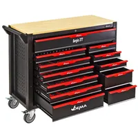 DEMA Werkstattwagen Werkzeugwagen Schubladenwagen mit Werkzeug 377 tlg. schwarz rot