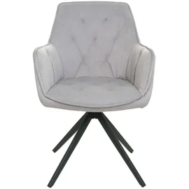 Mendler Esszimmerstuhl HWC-L80 Stoff hellgrau 2er Set