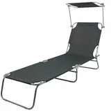 Mojawo Gartenliege Sonnenliege Relaxliege 3 Bein Campingliege Klappbar Mit Tragschlaufen und Sonnenschutzdach 186x55x24CM Grau