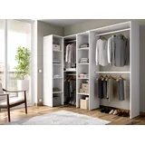 Dmora Kleiderschrank Quadro, Struktur für begehbaren Eckkleiderschrank, offener Eckkleiderbügel, 228 x 79 x 187 cm, Weiß