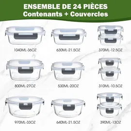 yashe Frischhaltedose transparent 1,04 l 12-teiliges Set
