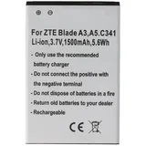 AccuCell Akku passend für ZTE Blade A3, A5, C341, Li-Ion, 3,7V, 1500mAh, 5,6Wh