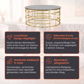 SalesFever Glastisch gold Edelstahl 90 x 42 x 90 cm
