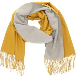 Antonio Damen Schal soft Cashmera double face  gelb/grau