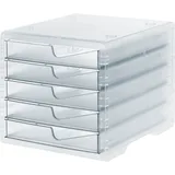 Styro Schubladenbox styroswingbox light transparent 275-8430.224, DIN A4 mit 5 Schubladen, 1 St.