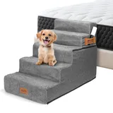Nobleza Hundetreppe für Kleine Hunde, Hunderampe und Haustiertreppe mit Fusselrolle, 5 Stufen Katzentreppe und Hundetreppe für Bett Sofa