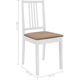 vidaXL Esszimmerstühle mit Polstern 2 Stk. Weiß Massivholz