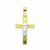 Adelia ́s Kettenanhänger Kreuzanhänger 585 Gold (14K), Goldanhänger Kreuz silberfarben