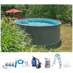 Rundpool KONIFERA "NIZZA 2", grau (anthrazit, grau), H:120cm Ø:350cm, Schwimmbecken, zum Aufstellen, verschiedene Größen