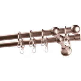 GARESA Gardinenstange GARESA "ANDREA", silber (mattnickelfarben), L:200cm Ø:20mm, Metall, Gardinenstangen, Vorhanggarnitur, verlängerbar, Endknopf Kugel kurz, mit Ringen