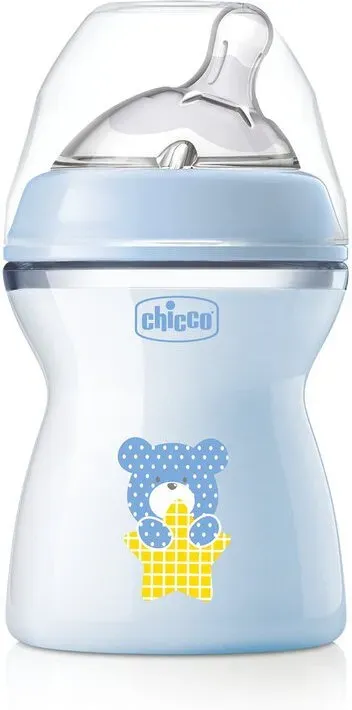 Chicco NaturalFeeling Babyfläschchen 250 ml, mittlerer Durchfluss, Hellblau
