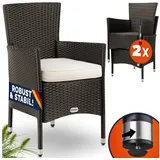 CASARIA Polyrattan Gartenstuhl 59 x 59 x 88 cm braun/creme 2er Set stapelbar