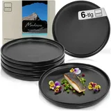 sänger Teller Madeira, (6 St), 6 tlg. Speiseteller, Steingut, schwarz, Handmade, VALUE COLLECTION schwarz