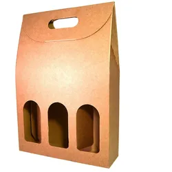 25x Leere Braunen Kartonbox für 3 Weinflaschen 27x9x40cm - Verpackung für Weinflaschen für Weihnachts-, Oster-, Geburtstagsgeschenke, für Weinkeller