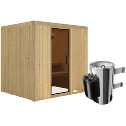 KARIBU Sauna »Olai«, inkl. 3.6 kW Saunaofen mit integrierter Steuerung, für 3 Personen - beige
