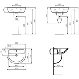 Ideal Standard Eurovit Waschtisch 60 x 47 cm (W332301)