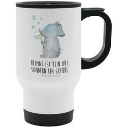 Mr. & Mrs. Panda Thermobecher Elefant Seifenblasen – Weiß – Geschenk, Liebesspruch, Kaffeetasse zum, Edelstahl weiß