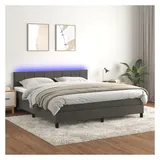 vidaXL Boxspringbett mit Matratze & LED Dunkelgrau 160x200 cm Samt