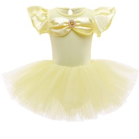 Lito Angels Prinzessin Belle Ballettkleid Ballerina Kostüm für Kinder Mädchen, Ballett Kleid Tutu Tanzkleid, Größe 6-7 Jahre, Gelb