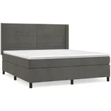 vidaXL Boxspringbett mit Matratze Dunkelgrau 160x200 cm Samt1399566