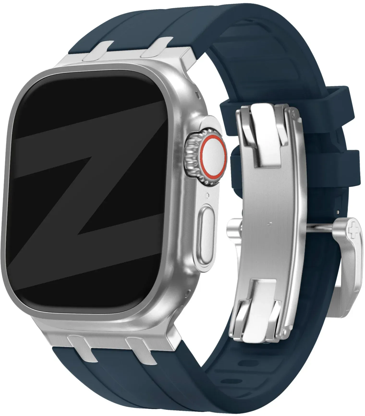 Bandz Apple Watch Ultra Armband Silikon für Apple Watch Ultra - Blau/silber - Schnallenverschluss