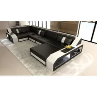 Sofa Dreams Wohnlandschaft Sofa Leder Ledercouch Arezzo U Form Ledersofa schwarz