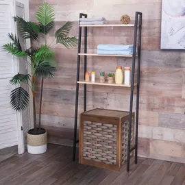 MCW Standregal MCW-K82, Badregal Waschmaschinen-Regal Leiterregal, Industrial Metall Holz 155x64x25cm ~ natur