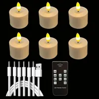Set Mit 6 Wiederaufladbaren Led-lampen Mit Fernbedienung Und Timer