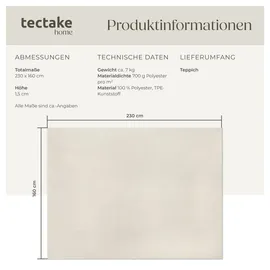 Tectake Kurzflorteppich Soft Zone - 160 x 230 cm creme
