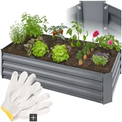 tectake® Hochbeet, aus verzinktem Stahl, mit offenem Boden, Füllmenge 200 l, 120 x 60 x 30 cm