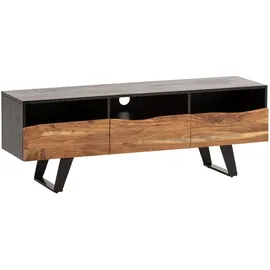 KADIMA DESIGN Lowboard 140x50x40 cm Schwarz Akazie/Massivholz