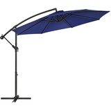 Songmics Sonnenschirm, Ampelschirm Ø 300 cm, mit Kurbel zum Öffnen und Schließen, Sonnenschutz, Gartenschirm, UV-Schutz bis UPF 50+, für Garten, Terrasse, marineblau GPU016L01