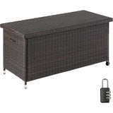 Tectake tectake® Auflagenbox Kiruna mit Kunststoffgeflecht, 120x55x61,5cm, 270l - braun