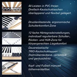 Matratzen Perfekt Lattenrost 44 Leisten verstellbar 140 x 200 cm