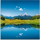 Artland Glasbild »Landschaft in den Alpen«, Berge, (1 St.), blau
