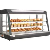 Vevor 3-stöckige Wärmetheke 180 L, Warmhaltevitrine 1600 W, Warmhaltetheke 30–85 °C, Speisenwärmer mit LED-Beleuchtung & Verstellbaren Ablagen, Speisevitrine für Hamburger Pizza Brot Brathähnchen