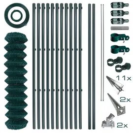 Estexo Maschendrahtzaun Komplettset 250 x 150 cm Grün/Metall