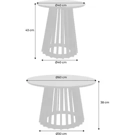 sweeek - 2er-Set Couchtische aus Holzdekor und Tannenholz, Ø40cm und Ø60cm - Nussbaumfarben